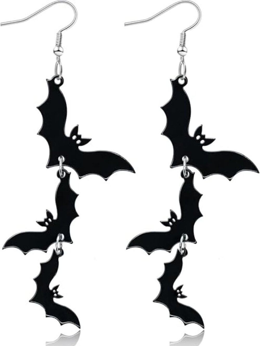 Acrylic Halloween Earrings Black Skull Bat Drop Dangle Earrings for Women Fun Cu